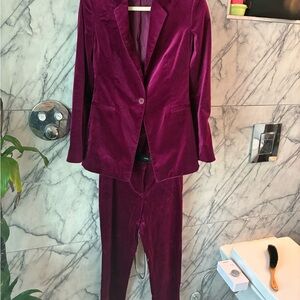 Theory Purple Velvet Blazer and Pants Set